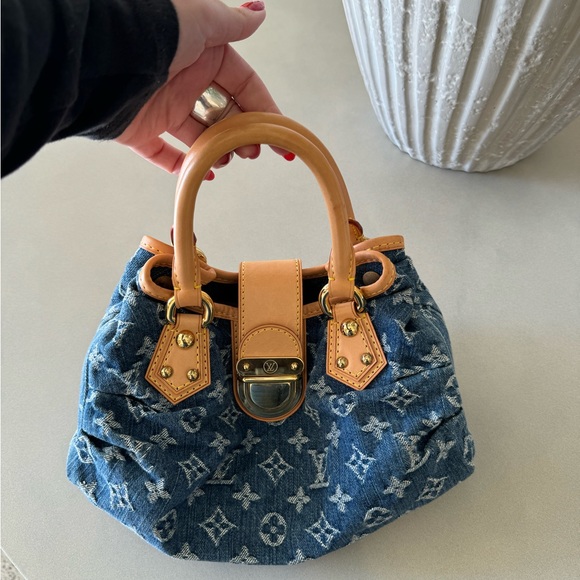 Authentic gently used Louis Vuitton Monogram mini Pleaty blue denim bag - Picture 1 of 9